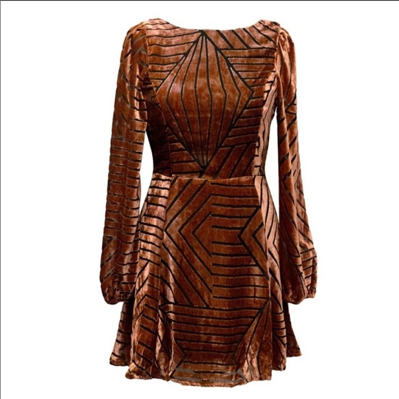 Line & Dot Nouveau Mini Swing Rust Dress - Picture 6 of 8